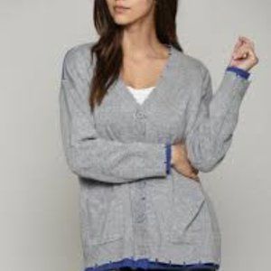 Fate Reversible Cardigan in Grey/Blue - NWT